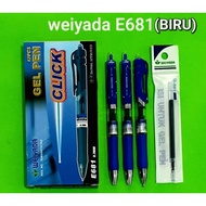 Weiyada Gel Pen Click 0.7mm Color biru Ballpoint/ Gel Pen E-681 (1 Box contains 12 Pcs)