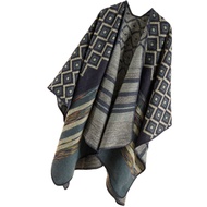 Vintage Mexico Poncho khăn choàng dân tộc hình hình học khăn choàng quấn áo choàng thời trang