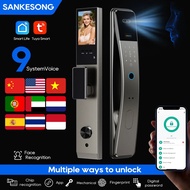 SANKESONG Tuya Smart 3D Face Door Lock Security Camera Monitor Intelligent Fingerprint Password Biom