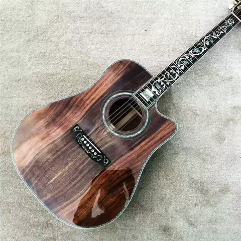 Custom All Koa Wood Acoustic Guitar 41 Inches Abalone Tree Of Life Ebony Fingerboard Guitarra