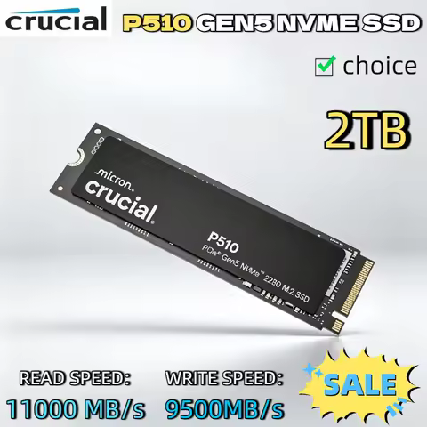 1TB Crucial P510 NVMe SSD M.2 2280 PCIe 5.0 11000MB/s Read 9500MB/s Write Upgraded for Creators TLC 