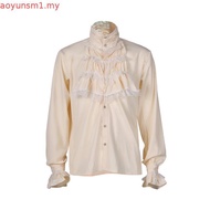 Men Shirt Vampire Victorian Renaissance Gothic Ruffled Medieval Blouse Tops