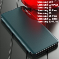 For Samsung S9 Plus Samsung S8 Plus Samsung S10 Lite S10 Plus Case Smart View Leather Flip Phone Cover Samsung S7 edge Samsung S9 S8 Magnetic Book Stand Phone Case