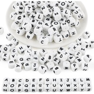130Pcs Manik Huruf Silikon Putih Berbentuk Kubus 12mm A-Z, Manik Silikon Abjad Kubus untuk Membuat G
