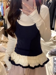 [Zestiva] áo thun tay dài áo thun ôm body nữ Hàn Quốc trơn basic Y2k Cổ Tròn trễ vai tay dài 2.25