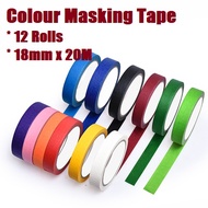 12 Colours Masking Tape Painter Tape Washi Tape 18mm x 20m