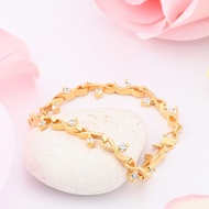 CZ Olive Leaf Vines Bracelet Gold Plated