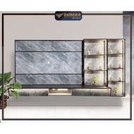 EUREKA 9.5ft Wall TV Cabinet Hung Media Modern Drawer Marble Wood / Kabinet Dinding A2B1B2C2/A5B3B4C