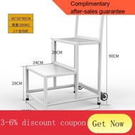 YQ38 Warehouse Ascending Dispatch Trolley Mobile Platform Ladder Warehouse Shelf Climbing Ladder Silent Wheel Shelf Ladd