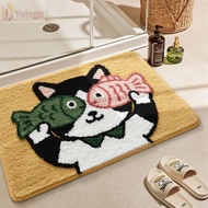 YOLOGO Plush Rug, Cute Animal Durable Bathroom Rug,  Rubber Backing Anti-Slip Panda Cat Peacock Soft