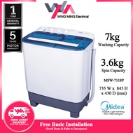 6KG~15KG Washing Machine Semi Auto Top Load Washer/Mesin Basuh Manual MSW-7118P VH-H85MM VH-H95MM PW