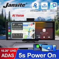 10.26" ADAS 4K Dash Cam Wireless Carplay &amp; Android Auto Car DVR 5G WiFi GPS Navigation Rearview Camera Dashboard Video Recorder