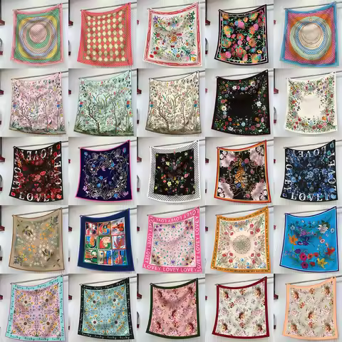 90*90CM 2024 New Fashion Silk Scarf for Women - Elegant Summer Shawl, Head Wrap, Bandana, Mother’s D