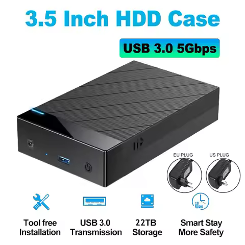 2.5/3.5" External Storage HDD Case SATA 5Gbps USB3.0 HDD SSD Hard Drive Enclosure Support 22TB SSD H