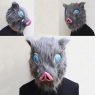 NEW Cosplay Funny Cute Japan Anime Hashibira Inosuke Pig Mask Pigs Head Cover With Wig Hair Hallowee