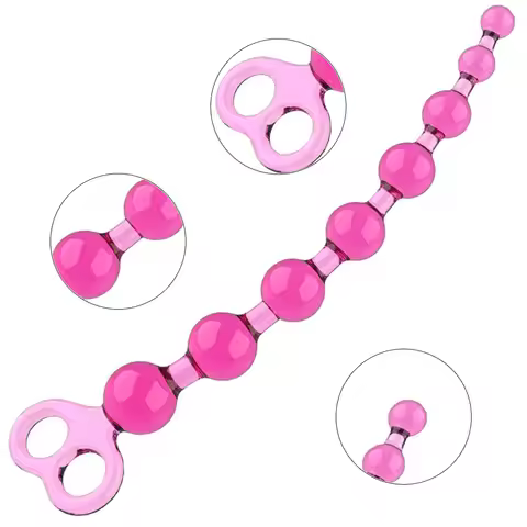 Soft Anal Beads Butt Plug Flexible Graduated Pull Beads with Finger Loop Handle for Beginners Couple