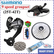 ♞,♘Shimano M370 9 Speed Groupset Altus RD Shifter VG Sports Cassette Cogs 42T/40T/36T 9 Speed MTB P