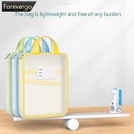 FOREVERGO L-Shaped Subject File Bag Mesh Stationery Storage Bag A4 Size Test Paper Bags Zipper Large