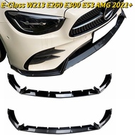 For Mercedes Benz E-Class W213 E260 E300 E53 AMG Front Bumper Lip Body Kit Spoiler Splitter Bumper Canard Lip Splitter 2021-2023