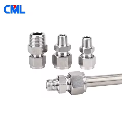 304 Stainless Steel Double Ferrule Compression Connector 6 8 10 12mm Tube OD to 1/8" 1/4" 3/8" 1/2" 