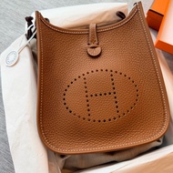 Hermes mini evelyne金棕色