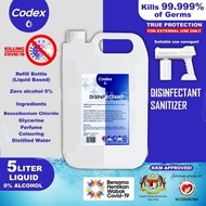 100% Codex Disinfectant Fogging Sanitizer 5L Liquid Disinfectant Sanitizer Non-Alcohol Anti-Coronavi