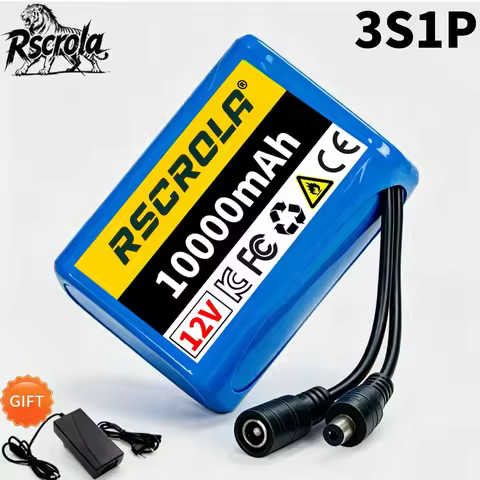 12V 10000mAh 100% New 3S1P Protection Plate12V 10Ah Battery Pack Lithium 18650 ion DC 12.6V Super Re