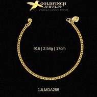 Goldfinch Jewelry| Rantai Tangan Emas 916 22K| 2.54g| 17cm| 1JLMDA255 | Dengan Insurans