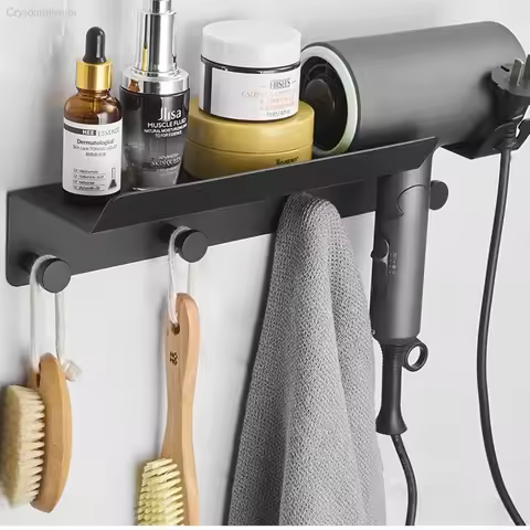 Nordic Brass Brushed Gold For Dyson Hair Dryer Holder Bathroom Wall Hooks Rack Home Bathroom Stand F