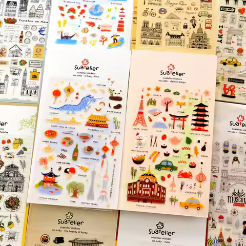 Suatelier City Stickers Korea Scrapbooking DIY Deco Sticker Junk Journal Supplies Planner Diary Phot