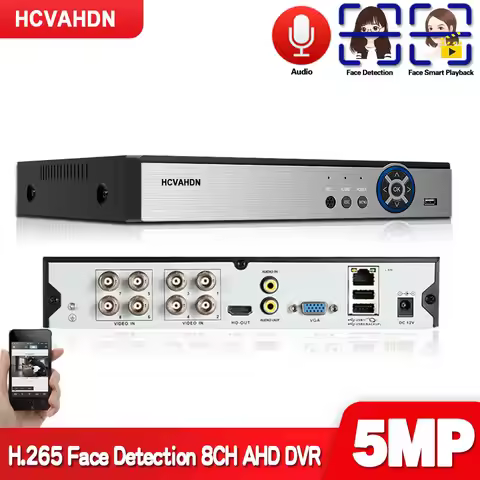 DVR 8 Channel AHD Video Recorder H.265 5MP 4MP 1080P 8CH 6 in 1 Hybrid DVR With 4G Wifi function for