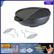 [sg stock] Lodge Cast Iron Cook-It-All Kit 5pc Cast Iron Set Reversible Grill Griddle Wok Heavy Duty Handles