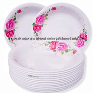ALGII SHOP_PROMO MURAH 6 PCS PIRING MAKAN LEBAR 23CM/ MANGKUK CEKUNG MELAMIN ORIGINAL MOTIF KEMBANG