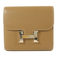 HERMES Epsom皮革Constance Compact Wallet銀扣錢包Etoupe
