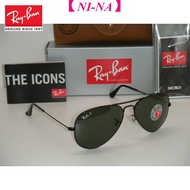 Original ray (2020) Sunglasses ban authentic aviator 3025 frame black polarized green rb 3025 002/58 58 mm