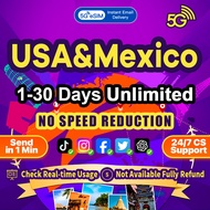 USA&Mexico eSIM 5G High speed 7-30 Days Unlimited Data AT&T/Verizon/T-Mobile/Telcel eSIM Card