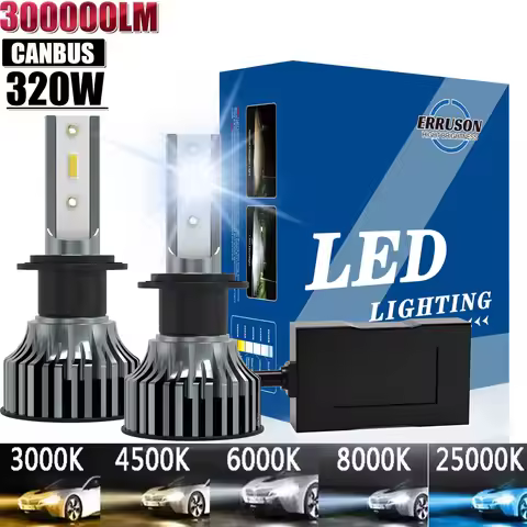 Erruson 320W 300000LM Car Led Headlight 3000K 4300K 6000K 8000K 25000K 9005 9006 9012 H1 H11 H3 Bulb
