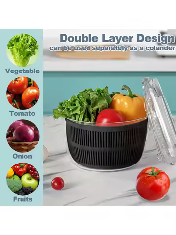 3L Salad Spinner Large Salad Sowl With Lid One-handed Easy Press Salad Spinner Washer Dryer Drainer