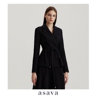 [asava aw24] Alaia Tailored Blazer เสื้อแจ็กเกต ปกสูท แขนยาว แต่งกุ๊นข้างลำตัว แต่งเชือกถักผูกเอว ผ่