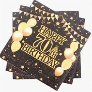 Cheers To 70 Years Old Cocktail Napkins Black And Golden, 20Pcs 70th Happy Birthday Napkins 6.5 Inch