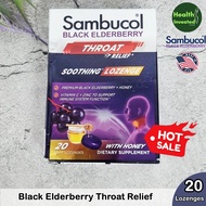 45% Sale! EXP.04/26 <Sambucol> Black Elderberry Throat Soothing Lozenge with Honey 20 Soft Lozenges 