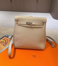 Hermes 奶昔白銀扣kelly ado backpack Y刻 TC皮