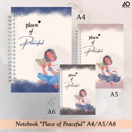 "PLACE OF PEACEFUL" Notebook Notebook/ Beautiful Aesthetic Diary Book/ A4/ A5/ A6/