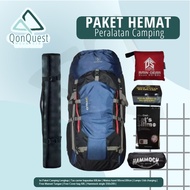 Complete camping package 60 liter carrier bag + 150x200 hammock + 60x180 rubber mattress + usb charg