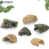 YOUNGSTAR Reptile Pet Rock Hide Cave Resin Aquarium Decororation Hiding Hole Fish Tank Turtle Shrimp