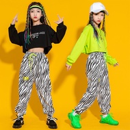 Day Children Jazz Dance Costume Girls Customized High Waist Cropped Navel Street Dance Girl Model Tr