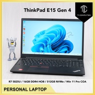 Lenovo ThinkPad E15 Gen 4 Ryzen 7 5825U with Radeon Graphics 16GB HOB RAM 512GB NVMe SSD Win 11 Pro