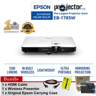 EPSON EB-1785W 3200 LUMENS WXGA WIFI/WIRELESS 3LCD PORTABLE SLIM PROJECTOR, Carrying Case, Wireless 