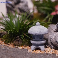 (warmbeen) Retro Gazebo Chinese Lanterns Mini Pagoda Model Decoration Stone Miniature Statue Sandstone Home Accessories