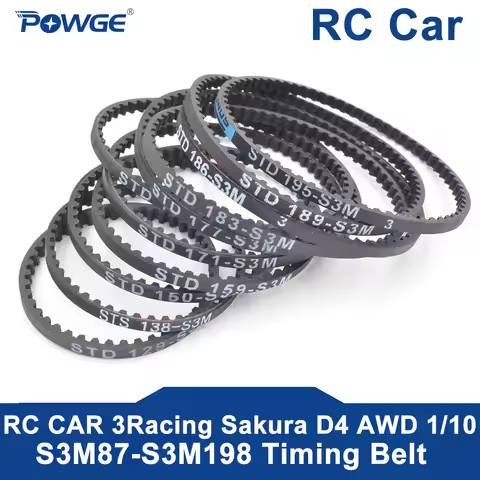 POWGE 3Racing Sakura D3 CS STD S3M Rear front Belt 102/138/150/159/162/171/177/183/186/189/195mm 1/1